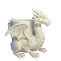 Green Plant Flower Pot 3D Printed Dragon Desk Planter, Creative with Storage, Artistic Three-dimensional Sculpture Figurine Decor for Home Office, gray