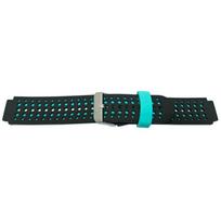 Bracelet montre - MY-MONTRE - Compatible Garmin Forerunner 220/235 - Silicone noir et bleu - 16/22 mm - Boucle acier mėlyna
