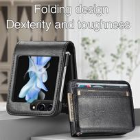 Leather Wallet Cover For Samsung Galaxy Z Flip 7 fe 6 5 4 3 2 Flip7 Flip6 Flip5 5G Phone Case with Card Holder Hinge Protection Galaxy Z Flip5 juoda