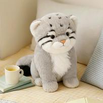 15/20/28cm Cartoon Cute Manul Plush Doll Round Grey Cat Animal With Long Tail Stuffed Toy Home Decoration Gift For Children about 15-18cm