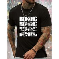 Men's Short-Sleeve T-Shirt, BOXING Ring Fighter Combat Print Men's T-Shirt, Boxing Sports Trend Style, for Boxing Enthusiasts' Daily Casual Wear S juoda