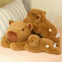 Cute Capybara Long Pillow Plush Stuffed Animal Soft Sofa Cushion Nap Sleeping Toy Home Decor Fluffy Capibara Doll 30cm ruda
