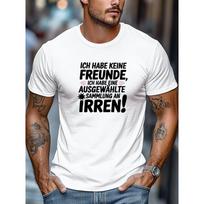 Men'S T-Shirt, Relaxed And Casual, Easy And Clean, Men'S ICH HABE KEINE FREUNDE.. Pattern Summer Casual Round Neck Short T-Shirt S balta