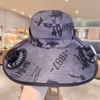 New Solar Fan Hat Breathable USB Charging Sun Hat for Men with 2 Solar Fan Wide Brim Fisherman Hat Outdoor šviesiai pilka spalva