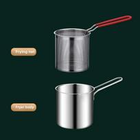 Stainless Steel Deep Fryer with Frying Basket Multifunctional Small Pot for Chicken Fish Fries Kitchen Cooking Tool sidabras