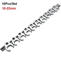 10Pcs/Set 10-22mm Crowfoot Wrenches 3/8Inch Drive Metric Foot Open End Spanner Carbon Steel Horn Wrench Head