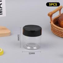 S-5/6Pcs Durable Plastic Double Flip-Top Transparent Seasoning Jar Portable Salt Cellar Empty Pepper Shaker for Kitchen