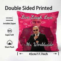 M-Mr Worldwides Pitbull Cushion Cover Plush Fabric Soft Double-Sided Printed Sofa Warm Winter Home Child Gift Pillow Case Peach skin 18*18(CM)-1Pcs