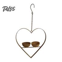 Garden Bird Feeder Metal Heart Feeder, Outdoor Hanging with for Blue Magpies 2 Bowls, Backyard Wild Birds Goldfinches