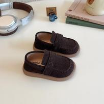 Kids Girls Velcro British Style Casual Little Leather Shoes 21 ruda