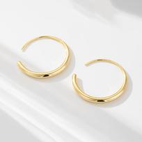 Aretes De Plata 925 Joyeria Fina Hip-Hop Simple Geometric Circle 925 Sterling Silver Big Hoop Earrings in Gold Plated Jewelry