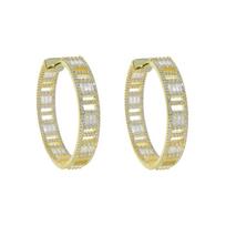 Promotion Iced Out Bling Cz Hoop Earring Luxury Classic Big Hoops 45mm Full Rectangle Round Cubic Zirconia Women Jewelry
