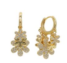 Promotion Bling Fashion Charm Women Jewelry Micro Pave 5A Cubic Zirconia 5pcs Heart Flower CZ Dangle Hoop Earring
