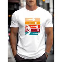 Men's Dart Pattern Casual Crew Neck Short T-Shirt | Printed Design, Slight Stretch Fabric, Regular Fit S balta