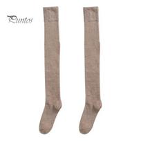 Ladies Thigh High Stocking Thickened Plush Solid Color Stretchy Super Soft Keep Socks Warm Windproof Autumn Winter Women Over Knee for Daily Wear Long chaki