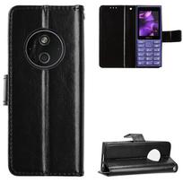 Atverčiamas dėklas Nokia 125 4G 2024/Nokia 110 4G 2024/HMD 110 4G/HMD 210 4G su magnetiniu užsegimu, piniginė, odinis telefono dėklas for Nokia 125 4G 2024/Nokia 110 4G 2024/HMD 110 4G juoda