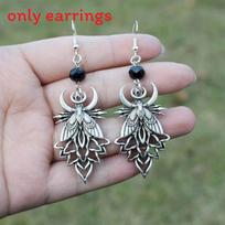 Natural Element Earrings For Women With Moon And Star Motifs In Alloy Finish