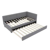 Daybed 90x200cm with Pull-out Bed Sofa Bed Single (No Mattress) Minimalist Styling Beige Gray Double Rollaway pilka