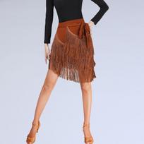 Latin Dance Skirt Leopard Print Glitter Twinkle Fringe Wrap Short Skirt Satge Ballroom Costume Training Suit  Skirt One Size ruda