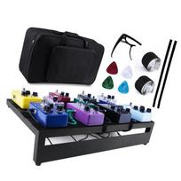 Large Guitar Effect Pedal Board Pedalboard Aluminum Alloy with Carry Bag   4pcs Picks Fixing Tapes