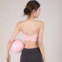 Women's One-Piece Sports Bra: High Elasticity, Thin Straps, Slimming Fit for Fitness & Yoga L šviesiai rausvos spalvos