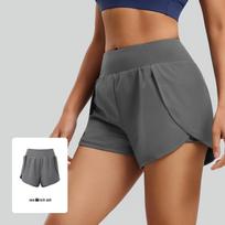 Cross-Leg Anti-Exposure Two-Piece Yoga Shorts with Breathable Side Pocket