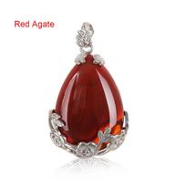 Crystal Stone Water Drop Gemstone  Opal Turquoise Natural Quartz Amethyst Agate Necklaces Pendants Black Agate