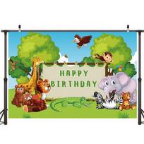 „Wild One Jungle“ gyvūnų fonas „Baby Shower“ gimtadienio vakarėlio nuotraukos fono dekoras A-120x80cm