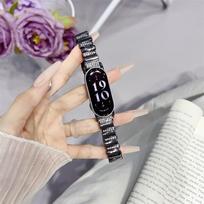 Lengvai reguliuojama apyrankė, skirta Xiaomi Mi Band 9 išmaniesiems laikrodžiams, metalinė Bling juostelė, puošni apyrankė, skirta Xiaomi Mi Band 8 Women Gold For xiaomi band 9/8 juoda