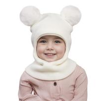 Baby Winter Hat Scarf One-piece Kids Knitted Beanie Warm Ears Neck Children Bonnet Infant Cap for Girls Boys 1-5Y 1-5Y beige