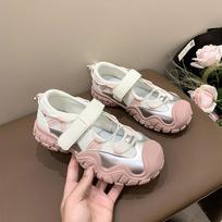 Fashion sports Velcro sandals platform dad shoes women's 2025 spring and summer new mesh breathable casual shoes 35 rožinė