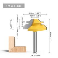 1/4  8mm Shank 45 Degree Mortise Tenon Cutter Panel Line Router Bit Carbide Milling Cutter (1/4\x1-3/8\)
