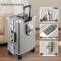 DMS Jia Aluminum Frame Luggage with Cup Holder 20 inch šviesiai pilka spalva