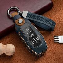 Key Cover Case for Ford Fusion Mondeo Mustang F-150 Explorer Edge 2015 2016 2017 2018 Car Styling Key Protection Keychain mėlyna