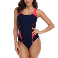 Fashion Women's Color Round Neck Sleeveless Sexy Sports Boxer Swimsuit S raudona
