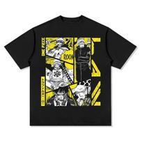 One Piece Trafalgar Law  ROOM  Manga Panel Collage Vintage Oversized Black T-Shirt | Shonen Anime Fan Unisex Streetwear Tee 4XL