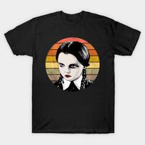 Men Black Print T-shirt Wednesday Addams No-Cut Transfer Paper Print Cotton Tshirt 3XL juoda