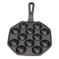 Takoyaki Pan Cast Iron Octopus Baking Tray 12 Hole Uncoated Takoyaki Nonstick Grill Pan For Home Use L