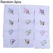 3 vnt kvadratinė nosinė, gėlėmis siuvinėta kišeninė nėrinių medvilninė servetėlė Random Color&Style