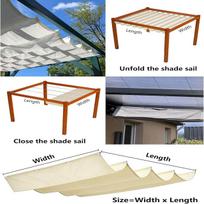 Wave-style Retractable Sun Sail for Courtyards, Gazebos & Balconies - 420D Quality 1x3m beveik baltos spalvos