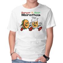 Unisex Crew Neck T-Shirt Burger And Beer Marathon Graphic Short Sleeve Casual Tee XXL