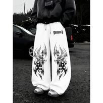 Gothic Metal Sword Print Sports Pants Latin American Street Style Y2K Men's Loose Casual Pants S balta
