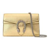 GUCCI Dionysus Odinė Nešiojama Crossbody Rankinė, Peties Rankinė Ypač Mini Moteriška Auksinė Gift Box Set (Basic Set + Original Box) auksinė