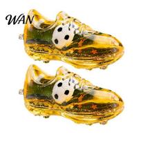 Football Boot Replica 2Pcs Keychain Pendant, Acrylic Design with Glitter Quicksand Soccer Pendant Oil Flowing Stars, Transparent Material Stress geltona
