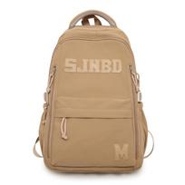 Stylish Nylon Backpack with Multiple Zipper Pockets and Front Compartment for School and Travel chaki