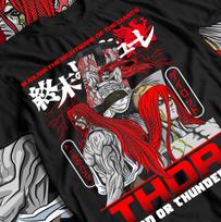 Anime Manga T-Shirt, Thor Ragnarok Shuumatsu Valkyrie, Comic Tee, Unisex Heavy XL