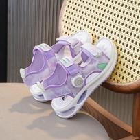 Girls' Lightweight Open-Toe Sports Sandals - Soft Sole, Fashionable Korean Style for Summer 2026. All Sizes 27-38, 60 Pairs violetinė