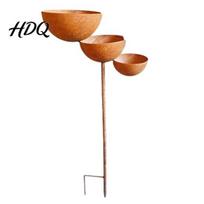 Durable Bird Feeder Pole 3 Tiered Cascading Rain Catcher Bath Metal Garden
