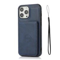 Magnetic Flip Wallet Phone Case For iPhone 13 12 Mini 16E 17 Air 16 15 Plus 14 11 Pro XS Max XR Credit Card Holder Leather Cover For iPhone 15 Pro mėlyna