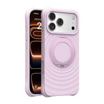 360 °Rotating Holder Ring for Magsafe Magnetic Phone Case for IPhone Ari 16 15 17 Pro Max Soft Silicone Ripple Protection Cover iPhone17 Pro rožinė
